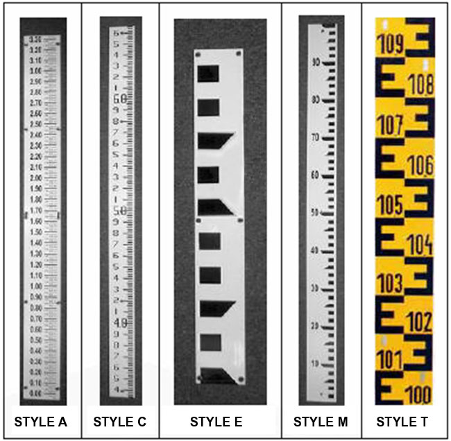 Staff gage numbering options.