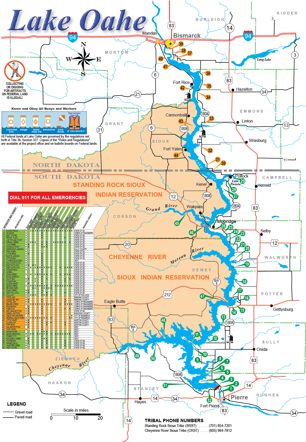 Oahe Recreation Area Map