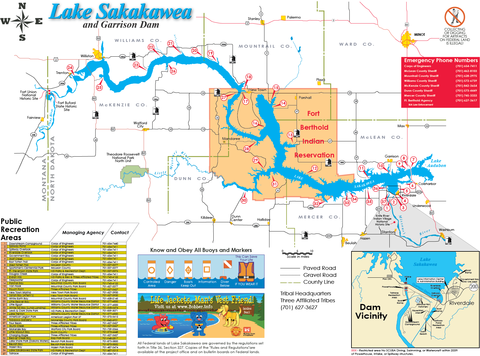 Lake Sakakawea Recreation Area Map